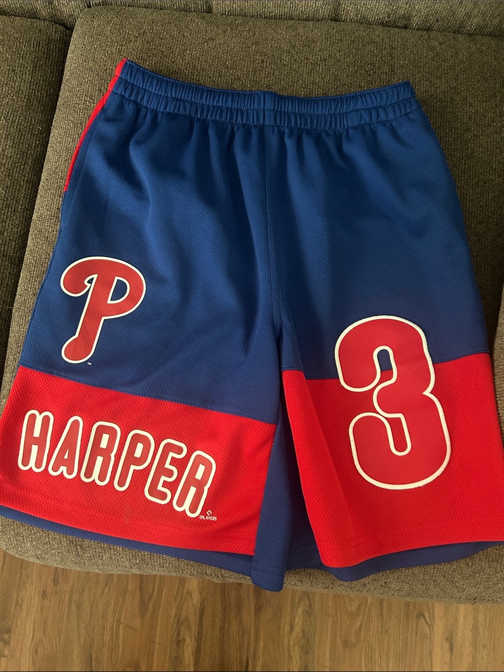 Genuine Merchandise Blue and Red Harper #3 Men's Athletic Shorts MD 10/12